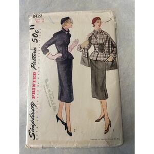 Vintage 40's-50's Simplicity Pattern #8422 Women's Two-Piece Suit Size 16 HTF